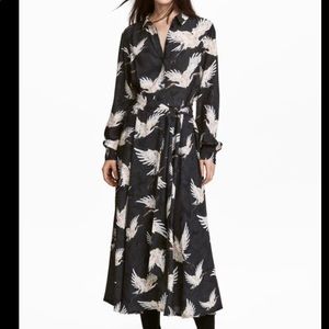 H&M maxi shirt dress with bird pattern size 2